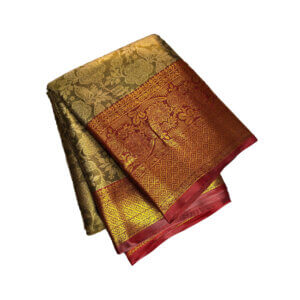 Bridal Tissue Semi Silk saree - Green Shade 1 - Image 2