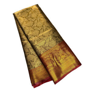 Bridal Tissue Semi Silk saree - Green Shade 1 - Image 4