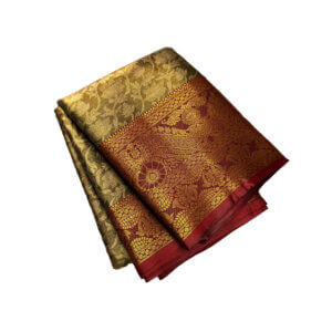 Bridal Tissue Semi Silk saree - Green Shade 5 - Image 2