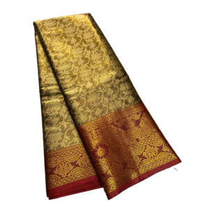 Bridal Tissue Semi Silk saree - Green Shade 5 - Image 4