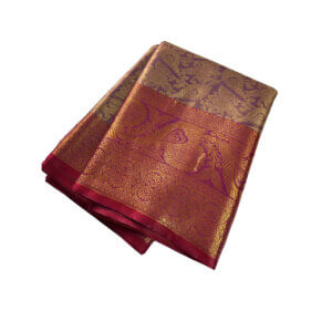 Bridal Tissue Semi Silk saree - Purple Shade 1 - Image 2