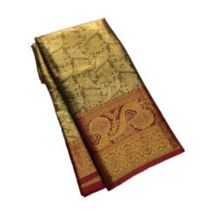 Bridal Tissue Semi Silk saree - Green Shade 4 - Image 3