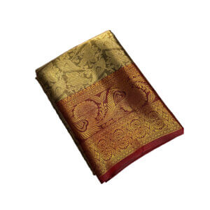 Bridal Tissue Semi Silk saree - Green Shade 4