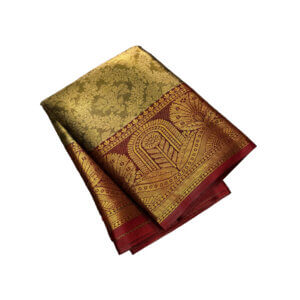 Bridal Tissue Semi Silk saree - Green Shade 3 - Image 2