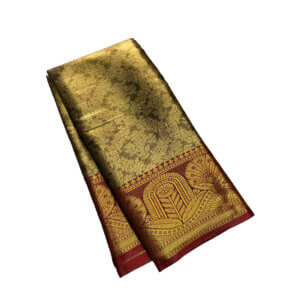 Bridal Tissue Semi Silk saree - Green Shade 3 - Image 3