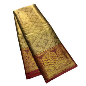 Bridal Tissue Semi Silk saree - Green Shade 3 - Image 4