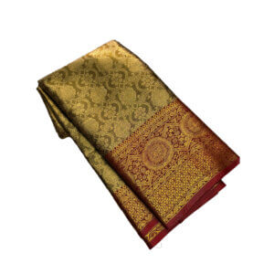Bridal Tissue Semi Silk saree - Green Shade 2 - Image 3