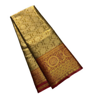 Bridal Tissue Semi Silk saree - Green Shade 2 - Image 4